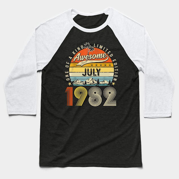 Awesome Since July 1982 Vintage 41st Birthday Baseball T-Shirt by Vintage White Rose Bouquets